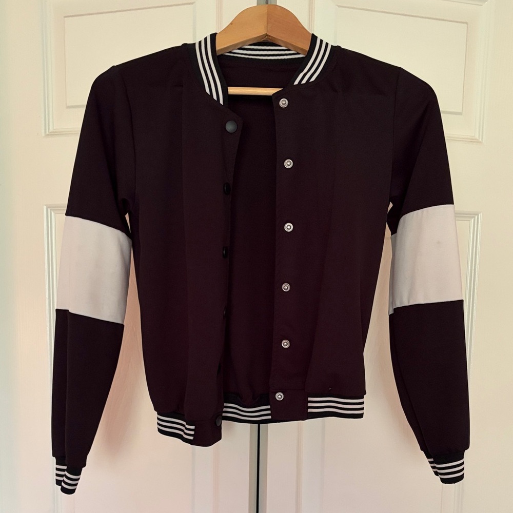 Women's Black and White Varsity Jacket